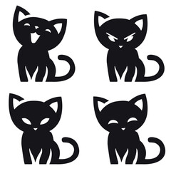 Minimalistic cat logo in different poses