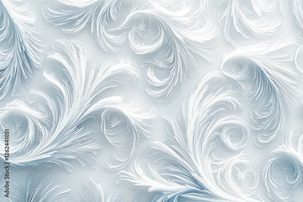 Aufkleber a frosty and delicate winter background showcases intricate ice patterns with swirling designs and a