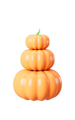 Cartoon pumpkins on the orange background, 3d rendering.