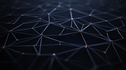 Obraz premium Abstract network connection, nodes glowing, dark background, technology concept