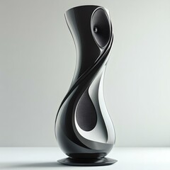 A modern, stylish speaker with a unique design. Its sleek curves and glossy finish make it an...