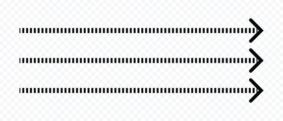 long dash and dotted arrow icon. flat style dash arrow vector illustration.