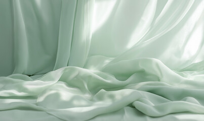 Obraz premium Pale mint green tranquil photography setup with soft textures, perfect for peaceful and calm imagery