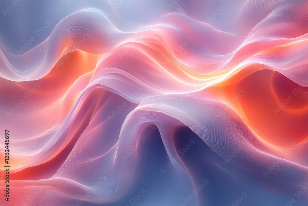 Poster symmetrical waves create an abstract pattern in soft hues and flowing designs