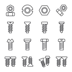 A set of screws and nuts are shown in a grid