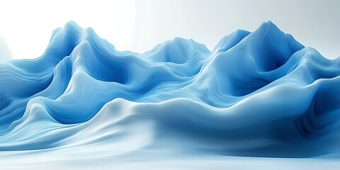 Obraz premium Abstract blue landscape, wavy mountains, serene background, design element