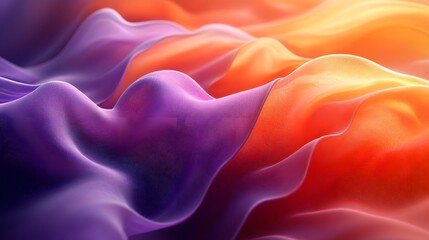 Obraz premium An Exquisite 3D Render Featuring an Abstract Orange and Purple Wavy Cloth with Intricate Textures and Dynamic Shadows