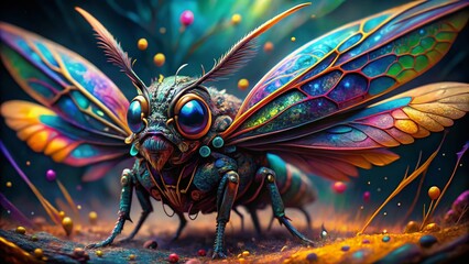 Vibrant Painted Bug Macro Photography - High Resolution Stock Image