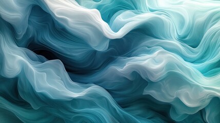 Obraz premium Abstract Teal and White Swirling Fabric Texture