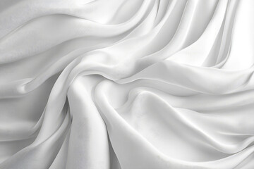 Obraz premium Smooth white silk fabric with elegant folds and soft flowing texture