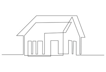 Abstract modern House City Skyline continuous one-line art drawing Vector illustration