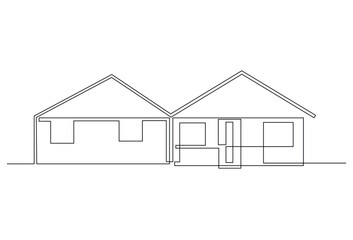 Abstract modern House City Skyline continuous one-line art drawing Vector illustration
