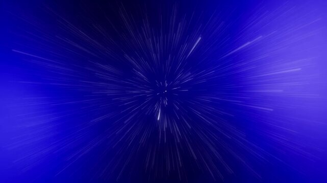 light rays animation in a dark blue gradient background, the camera flies towards an abstract tunnel of white neon light suitable for footage about space and galaxies