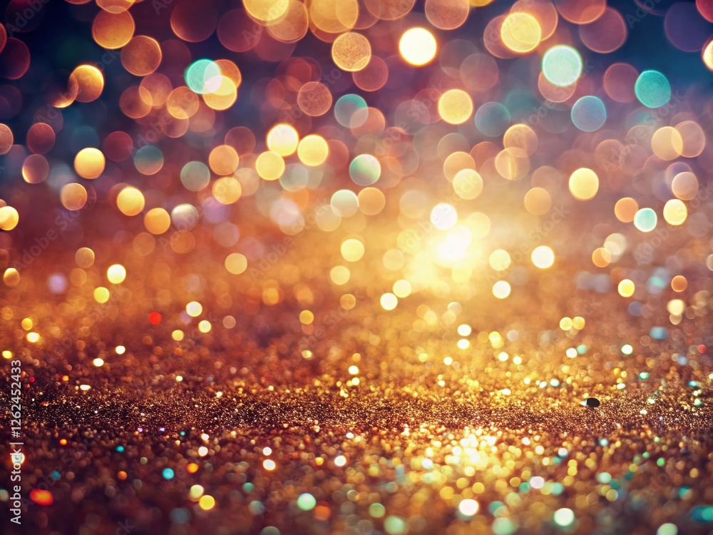 Poster vintage diamond dust glitter background: sparkling texture pattern with bokeh effect