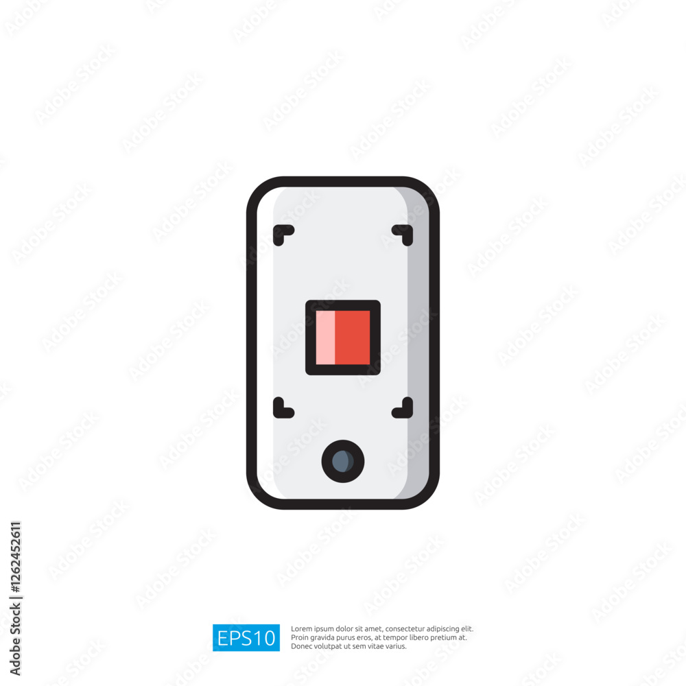 Poster simple flat design of a light switch with a red toggle. it represents a common electrical component 