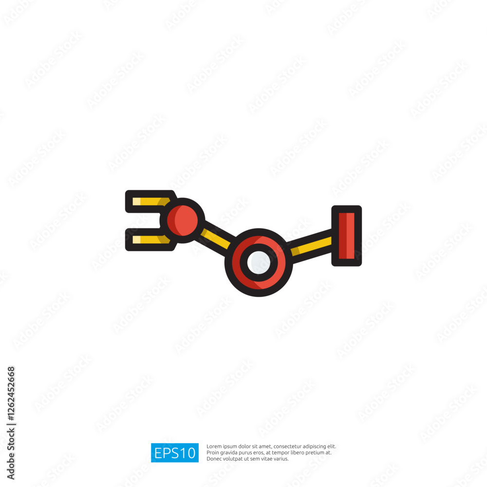 Poster a simple stylized robotic arm with a gripper, often symbolizing automation and technology in industr
