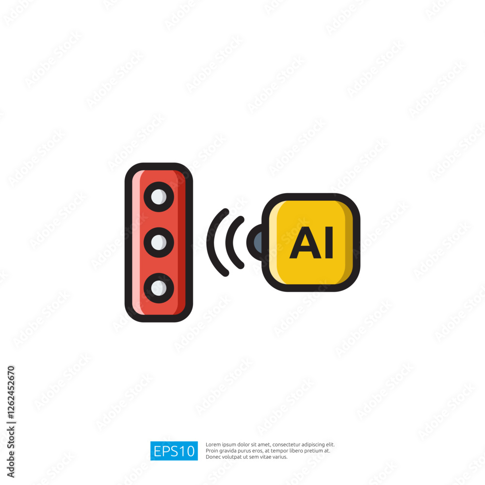 Aufkleber red traffic light symbol and a yellow square labeled ai suggesting a connection between traffic mana