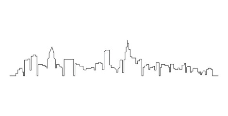 Naklejka premium Abstract modern House City Skyline continuous one-line art drawing Vector illustration