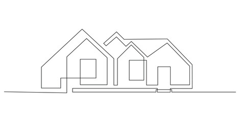 Abstract modern House City Skyline continuous one-line art drawing Vector illustration