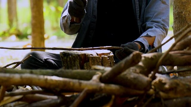 Farmers cut trees to use as firewood to make firewood to keep warm.