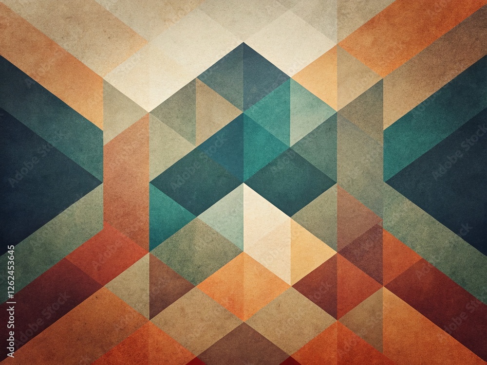 Poster vintage geometric abstract minimalist pattern with sharp angles - stock photo