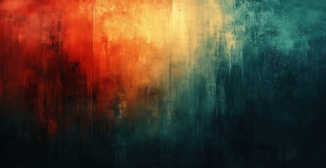 Obraz premium Abstract fiery sunset and teal ocean gradient