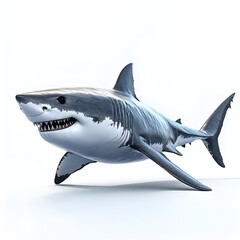 Naklejka premium Majestic Great White Shark isolated on a clean white background image