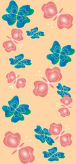 abstract colorful background with butterflies and flower