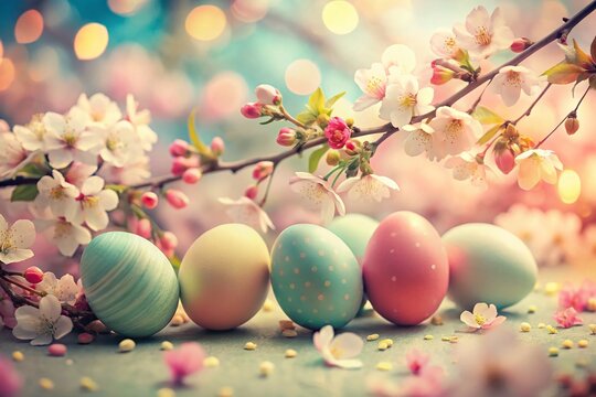 Vintage Pastel Easter Egg Atom Spring Illustration - Retro Springtime Design