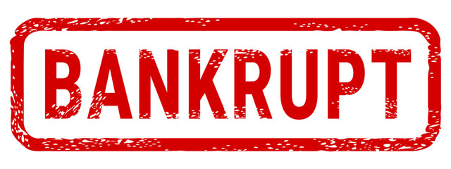 Dirty red stamp mark "BANKRUPT" surrounded by a rounded frame (cut out)