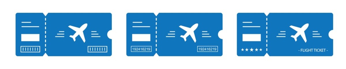 Fototapeta premium Plane tickets icon. Boarding pass set icon, vector illustration
