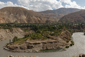 Zarafshon river in Zerobod village Sughd Region, Tajikistan