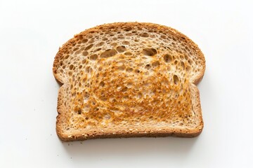 Golden slice of toast on white background. AI generated