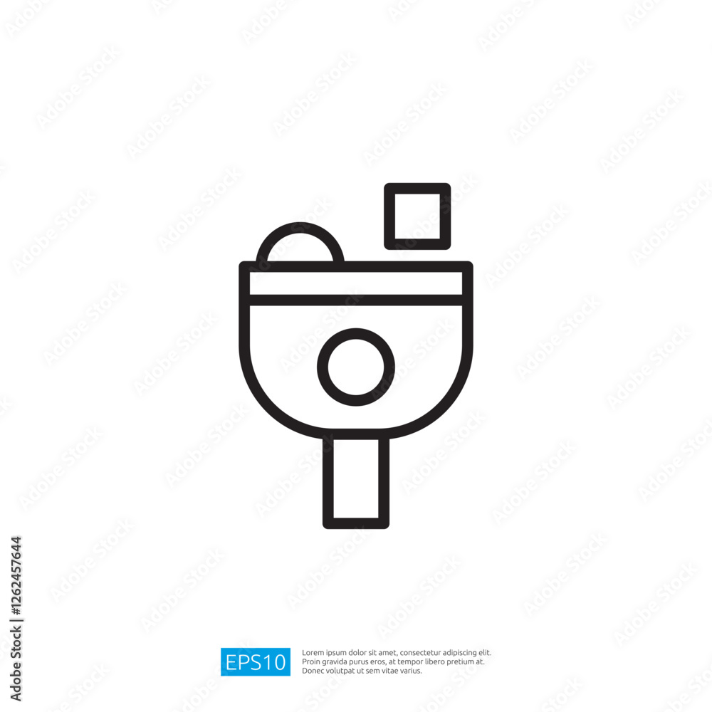 Poster a simple line drawing of a container with a lid, possibly representing a bowl or a cup, with shapes 
