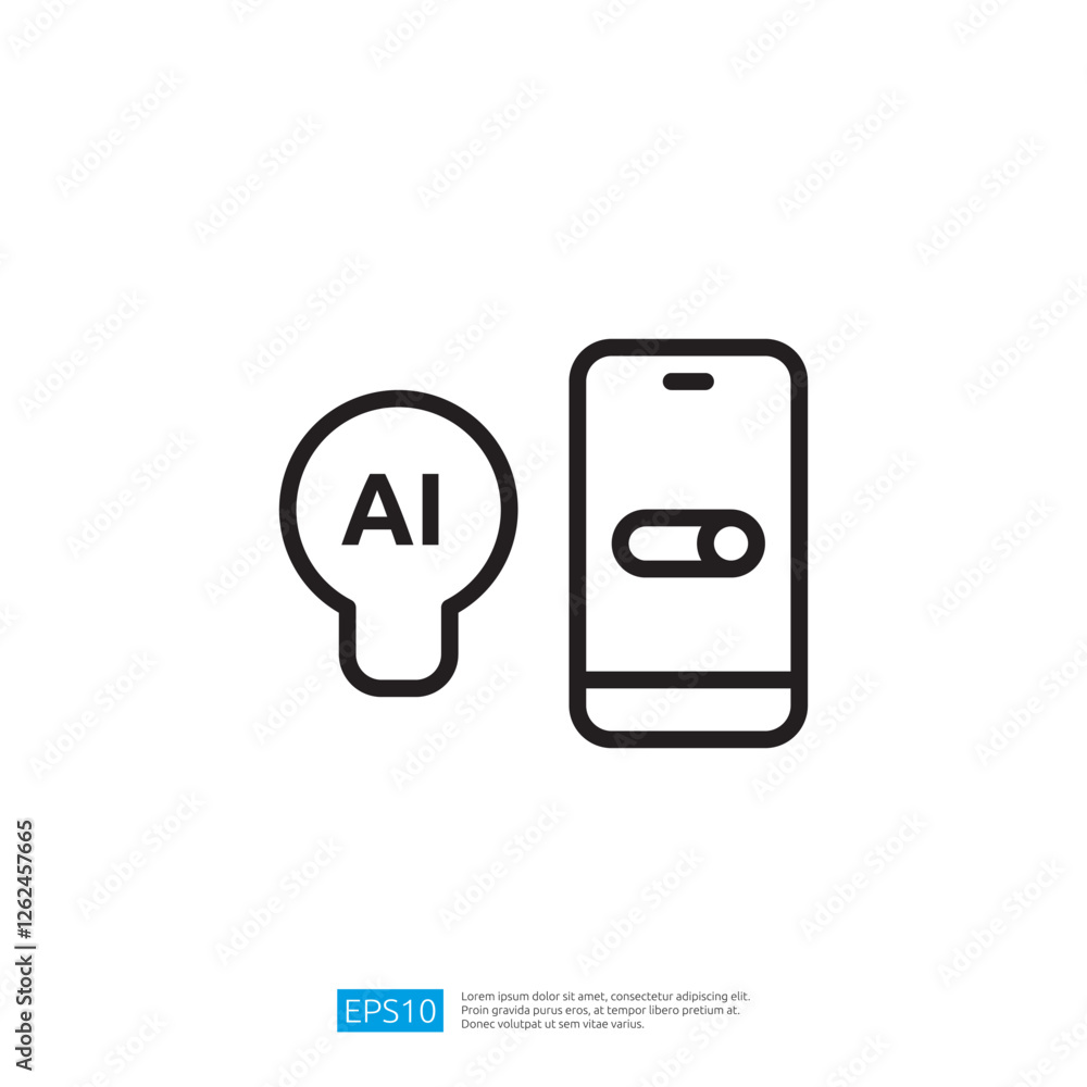 Poster the image features a simple graphic representation of a smartphone with an ai toggle switch and a ci