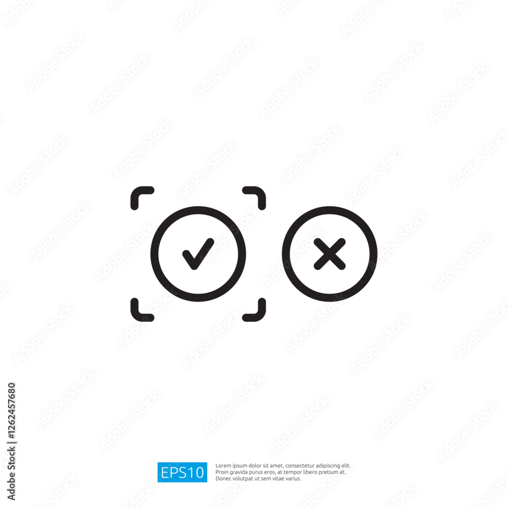 Poster the image features a checkmark and an x symbol, enclosed in a rectangular frame, indicating a select