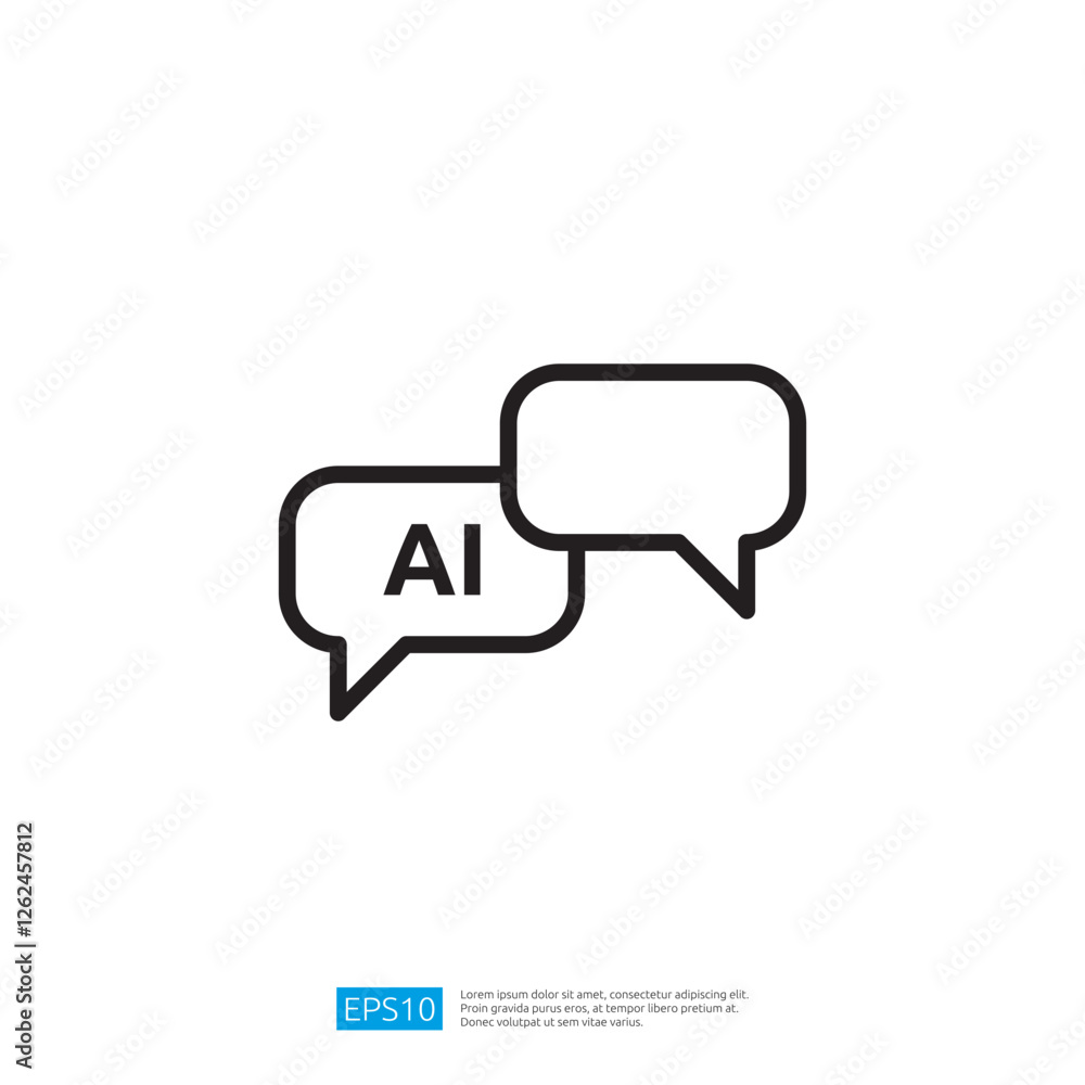 Poster the image features two speech bubbles, one labeled ai symbolizing communication and dialogue related
