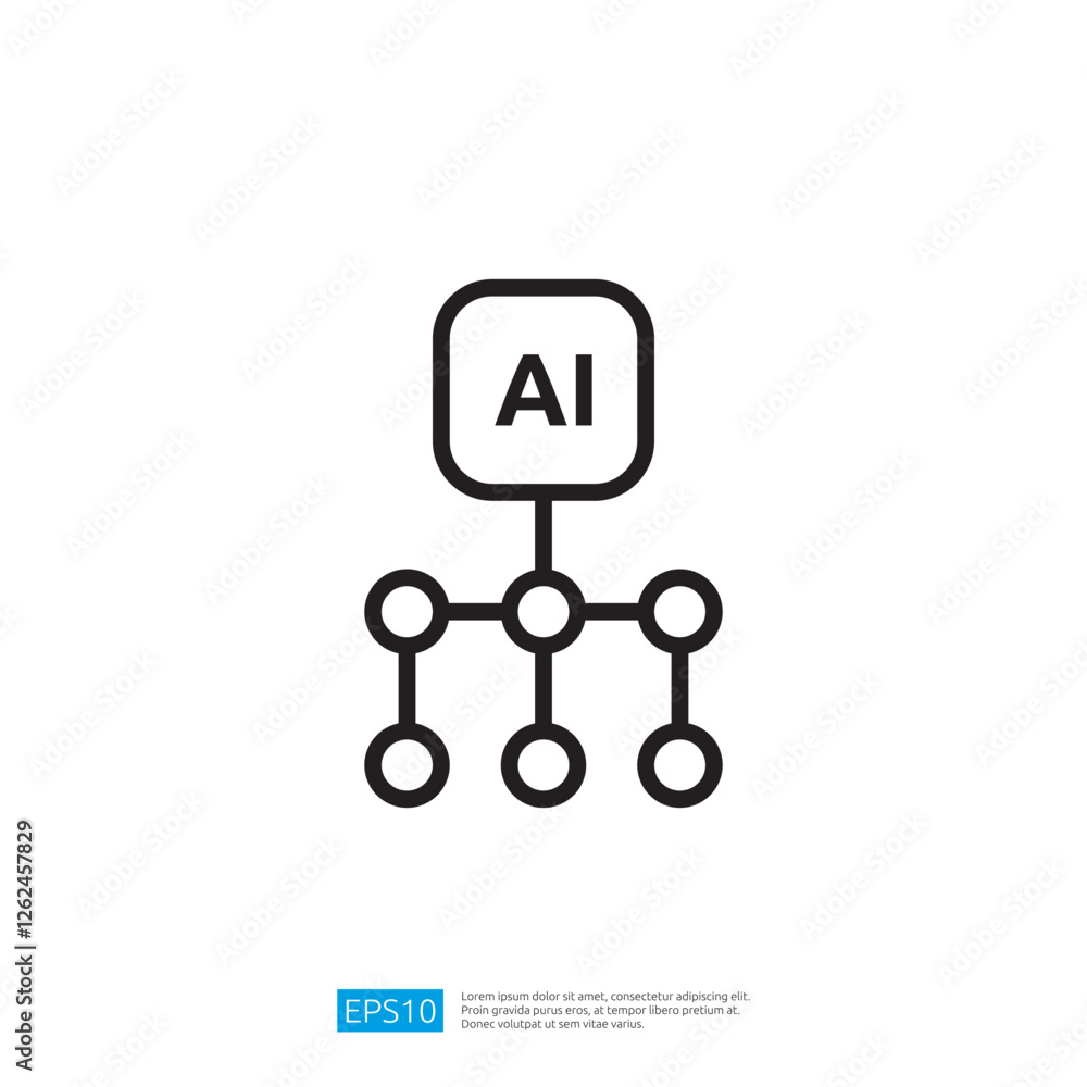 Poster a simple graphic representing artificial intelligence ai with nodes connected in a network structure