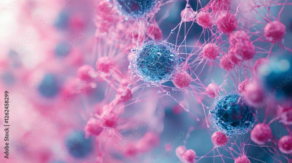 Poster detailed microscopic view revealing the intricate network of cells and biological structures