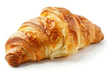 Golden croissant on white background. AI generated