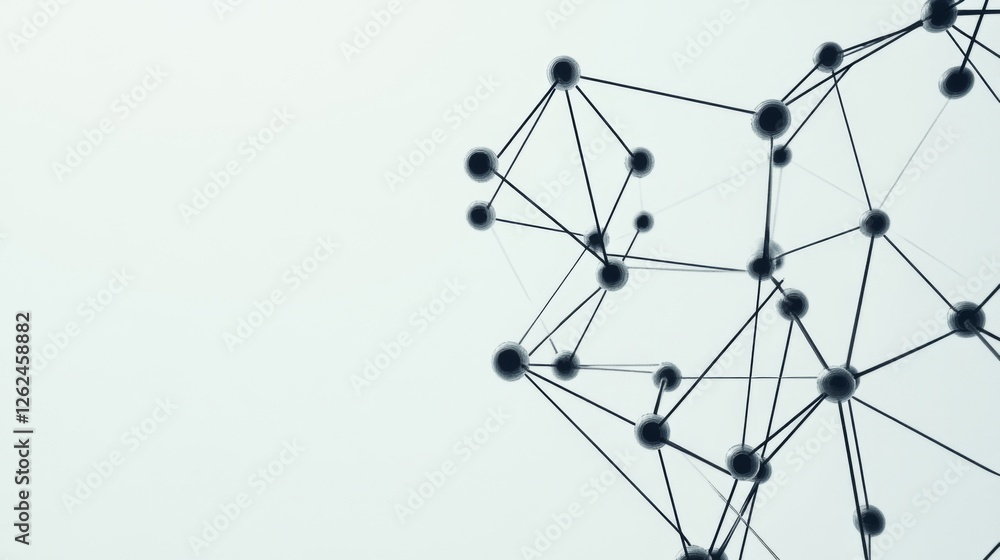 Poster abstract network connection nodes, digital technology background