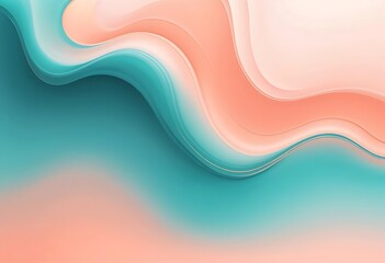 Fluid Gradient Wave, Abstract Teal and Peach Color Harmony Backdrop