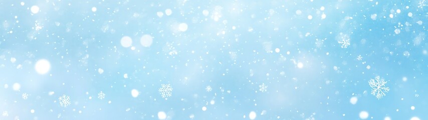 Fototapeta premium Winter Wonderland Snowflakes Gently Falling in a Soft Blue and White Background A Serene and Festive Scene Perfect for Winter and Holiday Themes