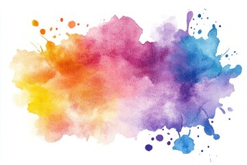 Vibrant pink and blue watercolor splash on paper. AI generated