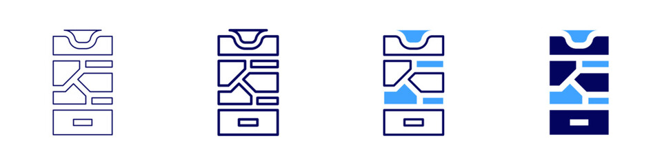 Map comparison icon in 4 different styles. Thin Line, Line, Bold Line, Duotone. Duotone style. Editable stroke