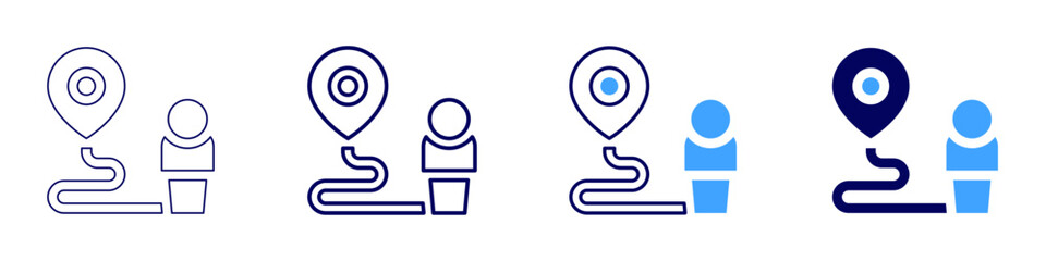 Map creator icon in 4 different styles. Thin Line, Line, Bold Line, Duotone. Duotone style. Editable stroke