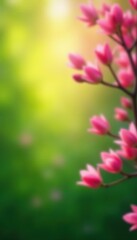Blurred green and pink bokeh, glowing spring feel, purple, delicate
