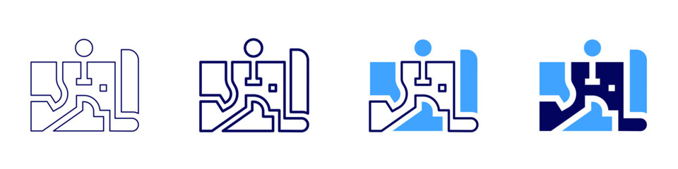 Map editor icon in 4 different styles. Thin Line, Line, Bold Line, Duotone. Duotone style. Editable stroke