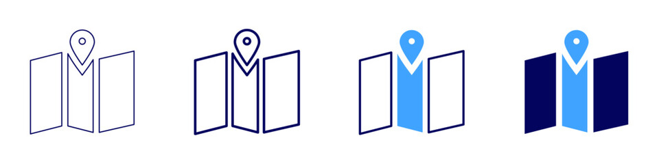 Map forum icon in 4 different styles. Thin Line, Line, Bold Line, Duotone. Duotone style. Editable stroke