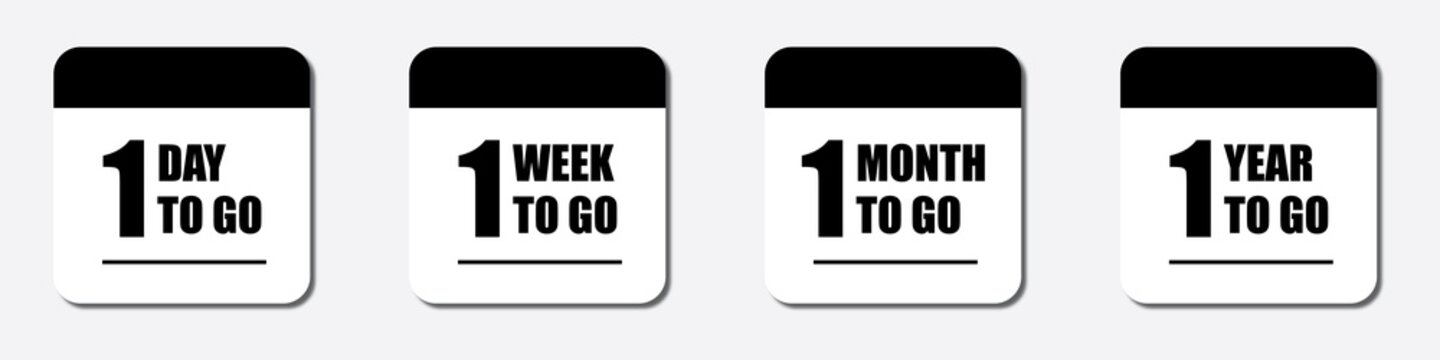 1 day, 1 week, 1 month, 1 year to go icon, Vector illustration